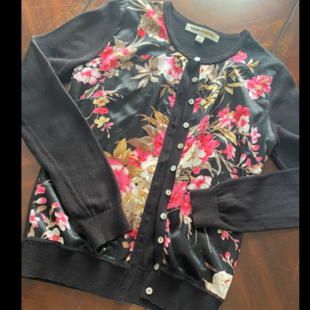 Calvin Klein Women's Floral Black Cardigan